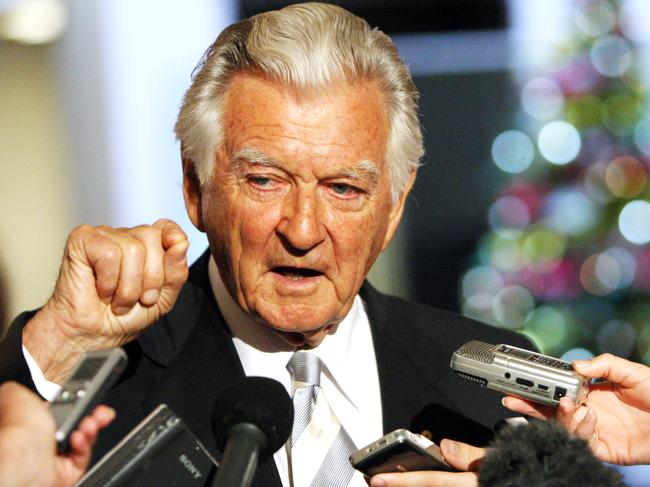 Former Prime Minister Bob Hawke addresses the Griffith Asia Institute lunch where he talked about China and Federal Opposition Leader Abbott at the Hilton Hotel in Brisbane, Queensland.