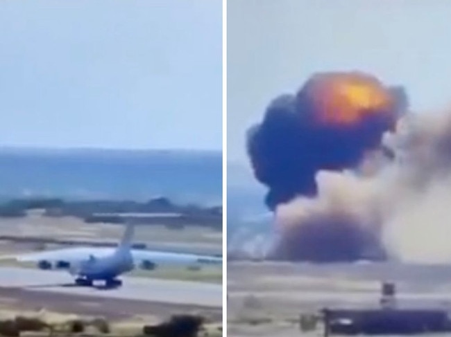 Dramatic footage showing a large Russian-made transport plane veering off a runway and exploding into flames has emerged from Mali.
