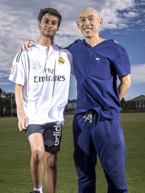 Nathan Fernandes and Dr Nelson Low, who performed life-changing surgery on Nathan’s legs.