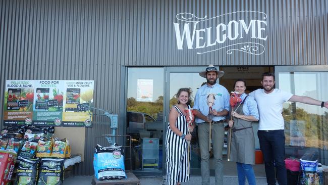 The Kandanga Kitchen and Kandanga Farm Store crew when it first opened in 2017 (from left) Bec Edmonds, Tim and Amber Scott and Trent Kirkwood.