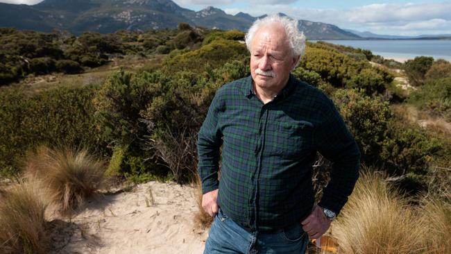 Aboriginal Land Council of Tasmania chair Michael Mansell wants the original inscription altered to atone for the insult and correct the public record. Picture: Peter Mathew