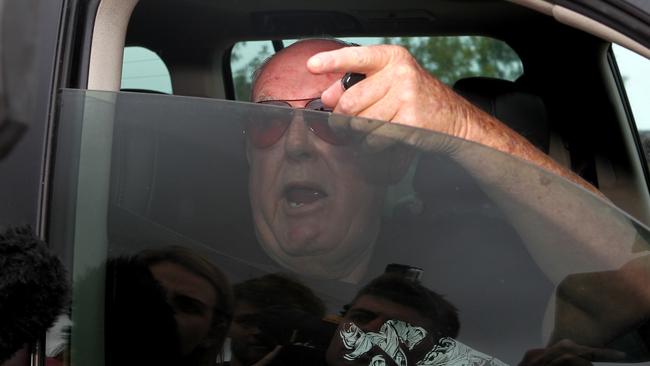 John Chardon arrives home after an overseas trip following his wife’s disappearance. Picture: David Clark.