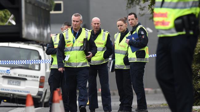 Investigators probed the scene near Tullamarine where Mr Ahokava was shot dead Picture: Nicole Garmston
