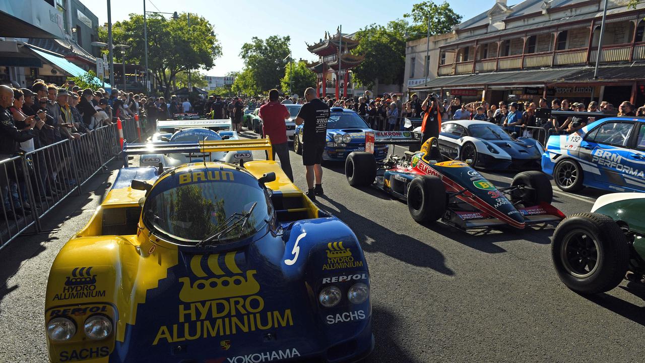 Cars at the Gouger Street Party. Picture: Tom Huntley