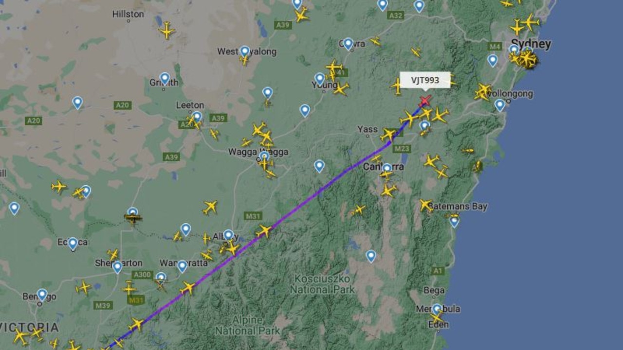 Taylor Swift's jet runs into delay as storms hit Sydney. Picture: FlightRadar24