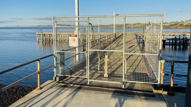 The Newhaven Jetty, best known for fishing off the pier, was suddenly closed off to the public “indefinitely” due to structural failures that pose a safety hazard to visitors. Picture: Jack Colantuono