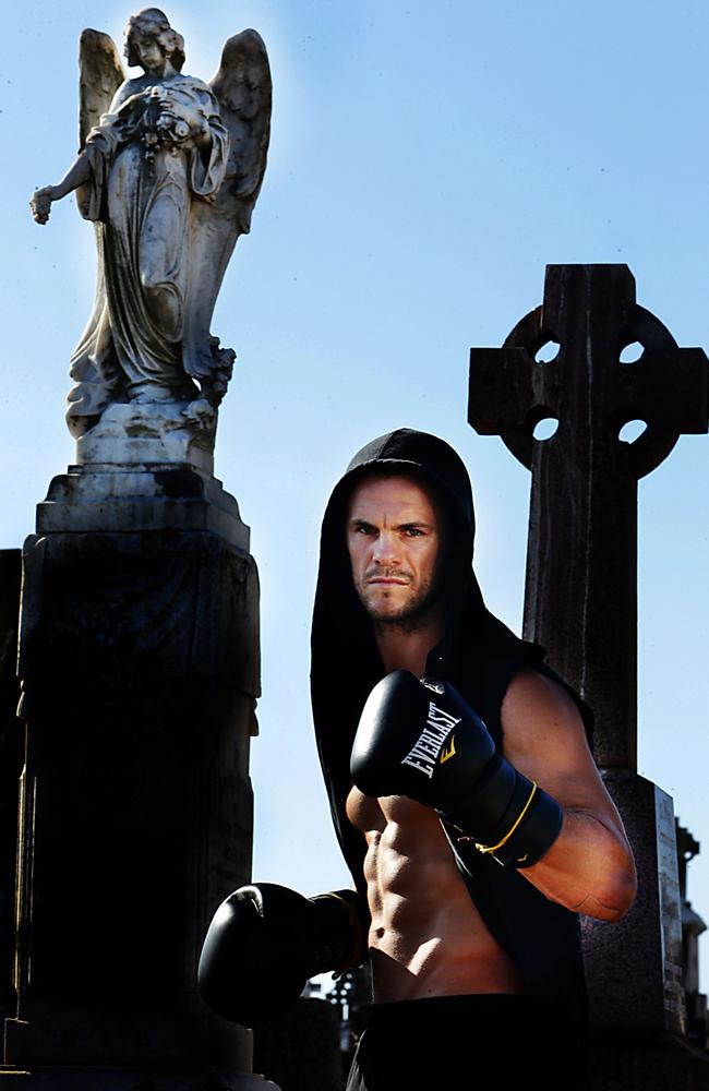 Jarrod Fletcher at Nudgee Cemetery ahead of his fight with Daniel Geale. Picture: Annette Dew