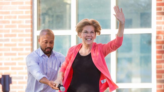 Elizabeth Warren takes the stage in Keene, New Hampshire. Picture: AFP