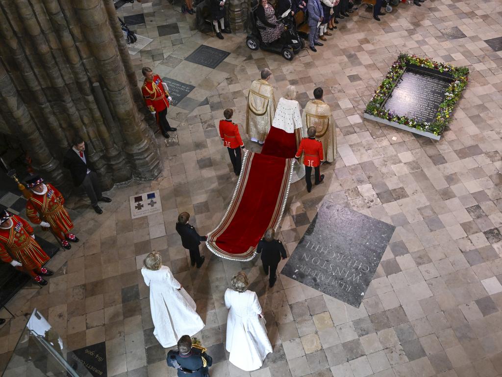 Queen Camilla enters Westminster Abbey. Picture: Gareth Cattermole/Getty Images