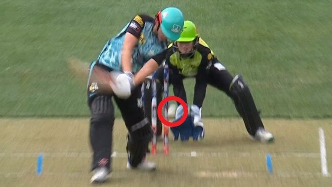 That has smashed into the stumps. Photo: Fox Sports