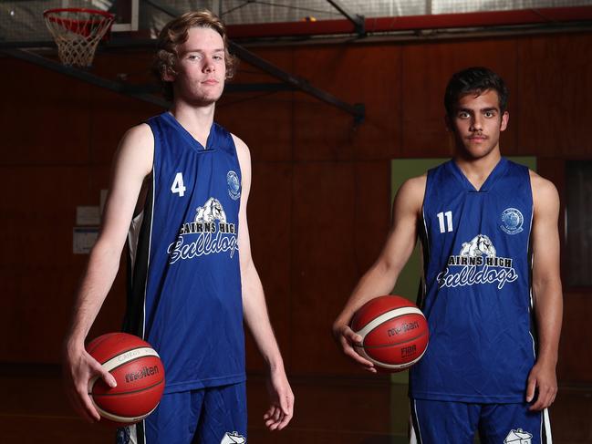 Cairns State High School will compete in the Champion Basketball Schools of Queensland competition at Logan City. Ky Stattmann and Isaiah Grabau. PICTURE: BRENDAN RADKE