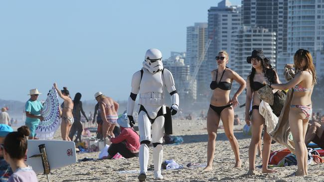 Stormtroopers on the beach featured in Rogue One ... and on the Gold Coast. Picture Glenn hampson