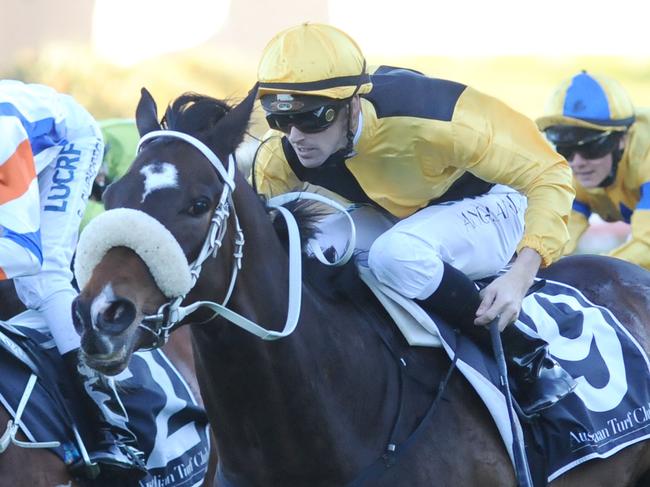 Photographer: Simon Bullard. Race 8 FRESHMARK HANDICAP (3YO&UP) - 2000m. Winner 'You'll Never; ridden by Tye Angland.