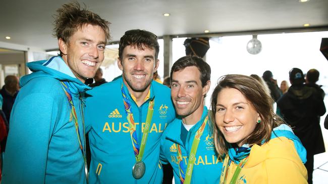 The cousins with fellow Rio Olympic medallist, left and Matt Belcher. third from left.