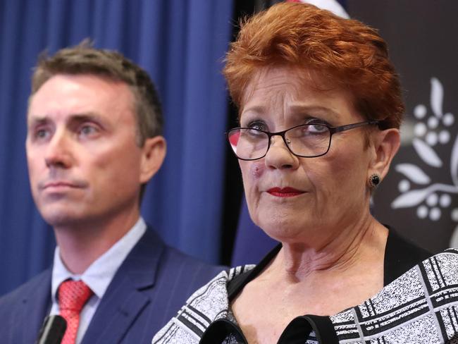 Senator Pauline Hanson holds a press conference with chief of staff James Ashby and QLD One Nation Leader Steve Dixon, Commonwealth Parliamentary Offices, Brisbane. Photographer: Liam Kidston