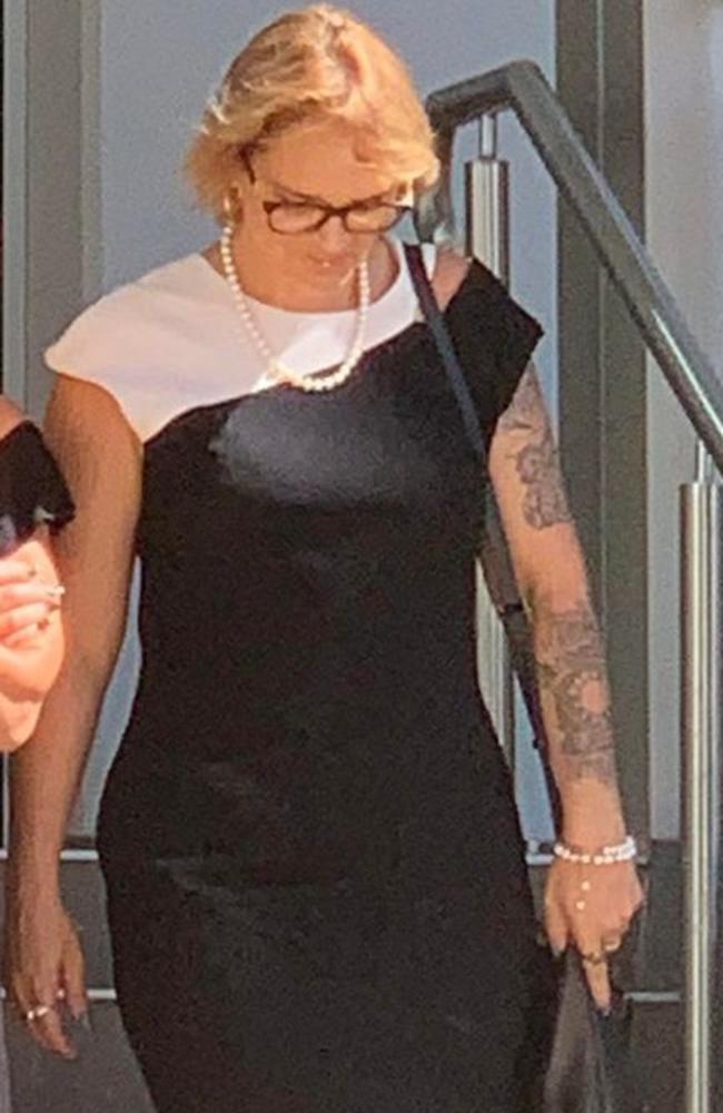 Bianca Leigh Serio (right) leaving Rockhampton Courthouse.
