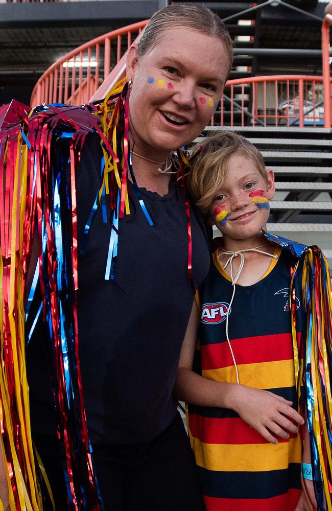 Rachel Barnett and Lachy Barnett at the Gold Coast Suns match vs Adelaide Crows at TIO Stadium. Picture: Pema Tamang Pakhrin