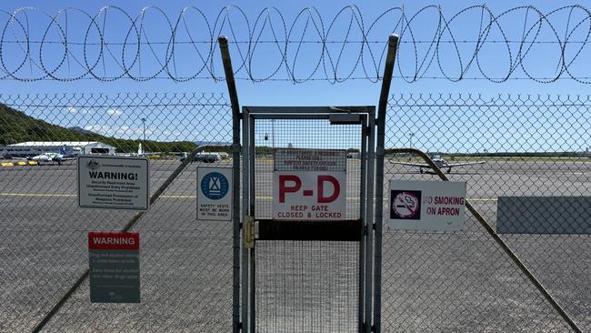 A security gate at the general aviation terminal at Cairns Airport. Picture: Arun Singh Mann