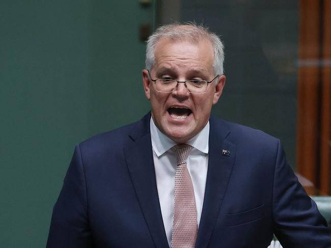 Prime Minister Scott Morrison lashed the Chinese for using a laser on Australian defence aircraft. Picture: NCA NewsWire / Gary Ramage