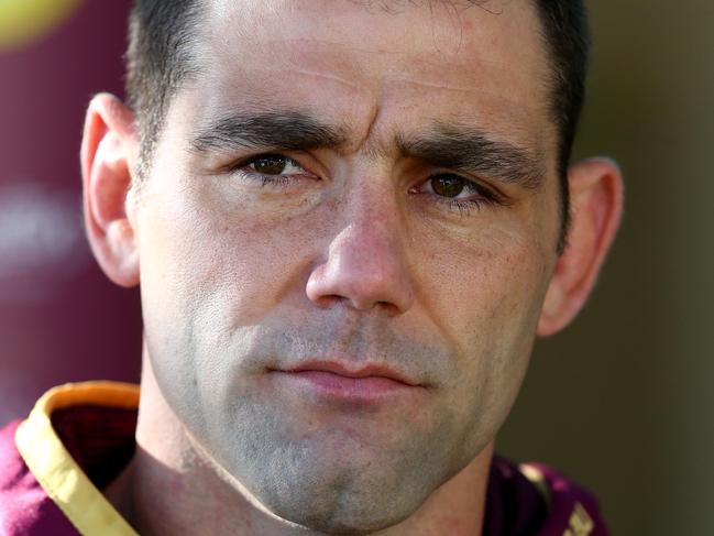 Captain Cameron Smith talks to the media at the morning Origin press conference at Sanctuary Cove. Pics Adam Head