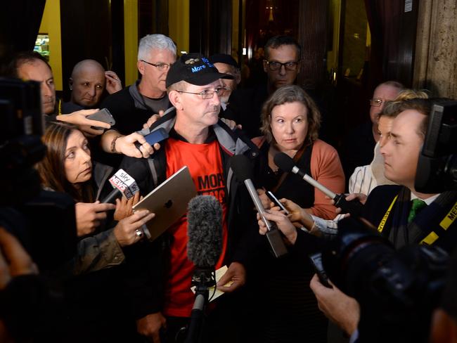 Paul Levely (centre), one of the survivors of abuse by Catholic clergy in Australia, said he “can’t believe” Pell knew nothing about paedophile priest Gerald Ridsdale.