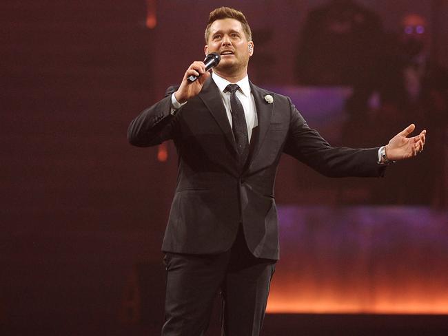 Michael Buble concert at Brisbane Entertainment Centre.Tuesday February 4, 2020. (AAP image, John Gass)