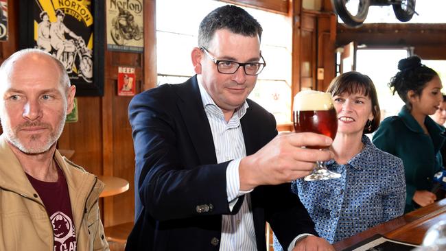 Premier Daniel Andrews at Holgate Brewing House in Woodend today. Picture: Kylie Else