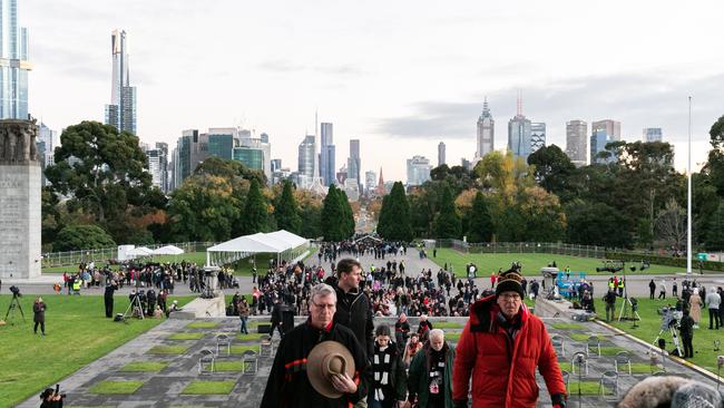 Members of the public enter the Shrine of Remembrance. Picture: Asanka Ratnayake/Getty Images