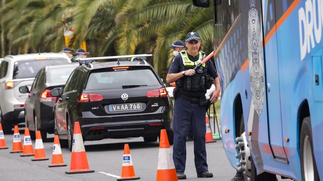 Victoria Police pull over drivers at a roadside drug and alcohol testing site as part of Operation Roadwise. Picture NCA NewsWire / Ian Currie