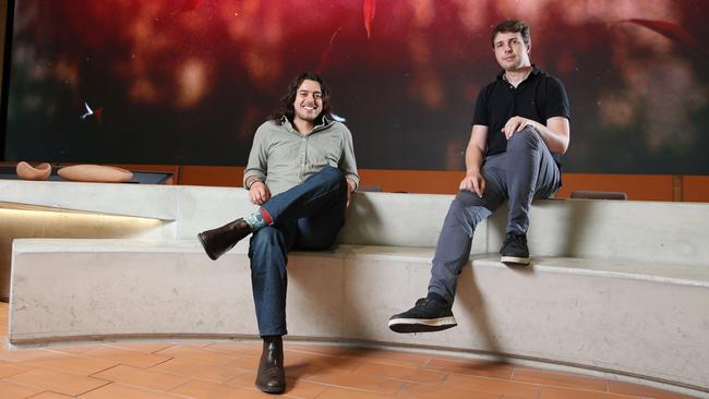 Sebastian Chaoui and Arran Salerno, co-founders of space start-up Arlula, which will manage satellites and their data after they signed a partnership with the Japanese government. Picture: Britta Campion / The Australian