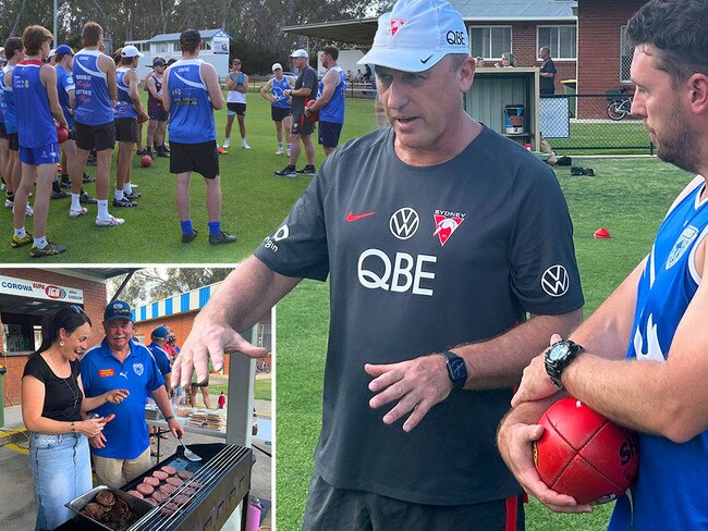 In Corowa-Rutherglen Football Netball Club's hour of need, favourite son and Sydney Swans coach John  Longmire was back to lend a hand.