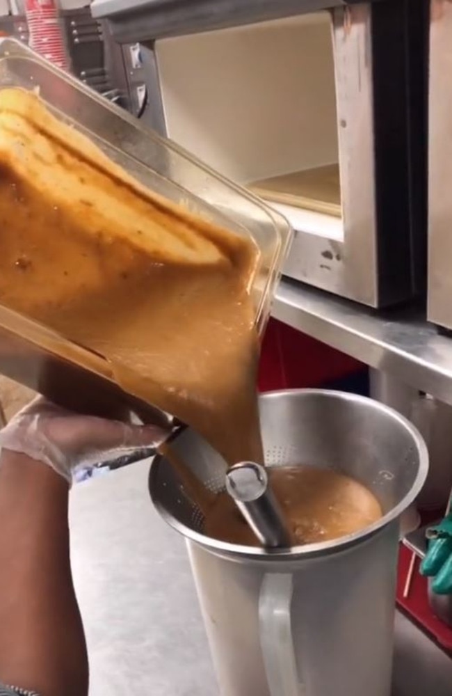 A video on TikTok reveals the technique KFC uses to make its signature sauce. Picture: TikTok/@cheddar4.7