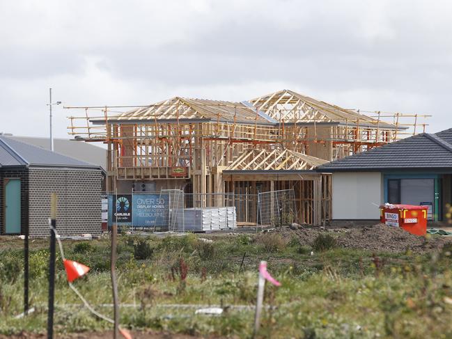 Housing construction in Lara. Building sites around Geelong to accompany Covid-19 and construction industry stories. Picture: Alan Barber