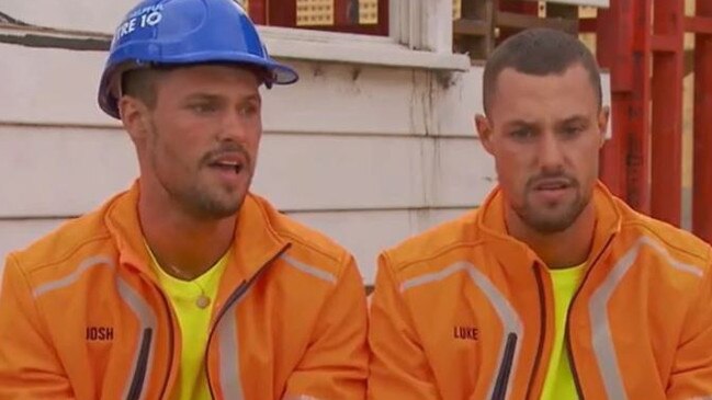 Twins Josh and Luke realise quickly that The Block is a little less relaxing than Love Island.