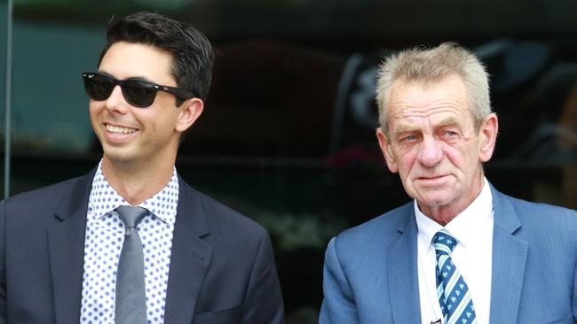 Trainers Gerald Ryan (right) and Sterling Alexiou have Cappelletti back as a gelding at Gosford on Tuesday. Picture: Grant Guy