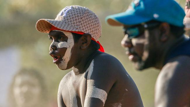 Bungul time with the Groote Eylandt dancers in a weekend of Music, Sport and Culture at the Barunga Festival. Picture Glenn Campbell