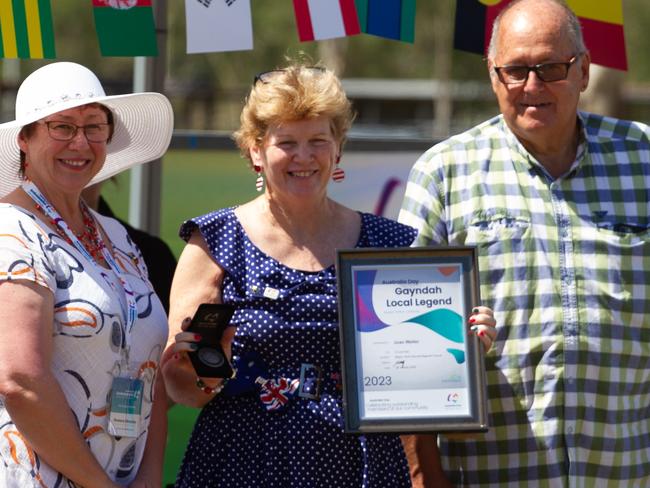 Councillor Dael Giddins accepted the Gayndah Local Legend award on behalf of Joan Weller.