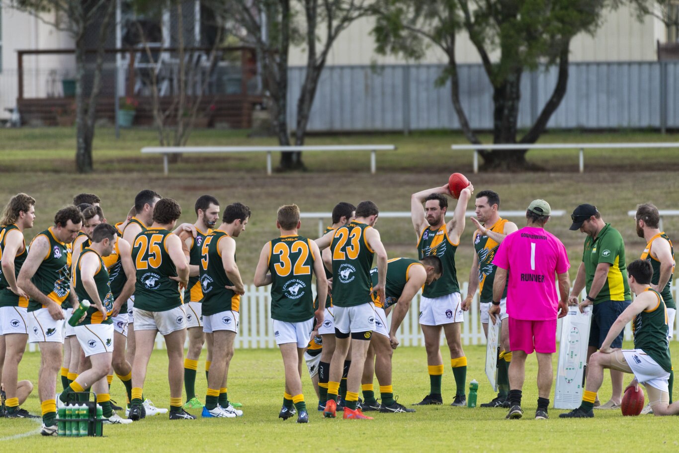 Goondiwindi prepare to take on Coolaroo in AFL Darling Downs round one at Rockville Oval, Saturday, July 11, 2020. Picture: Kevin Farmer