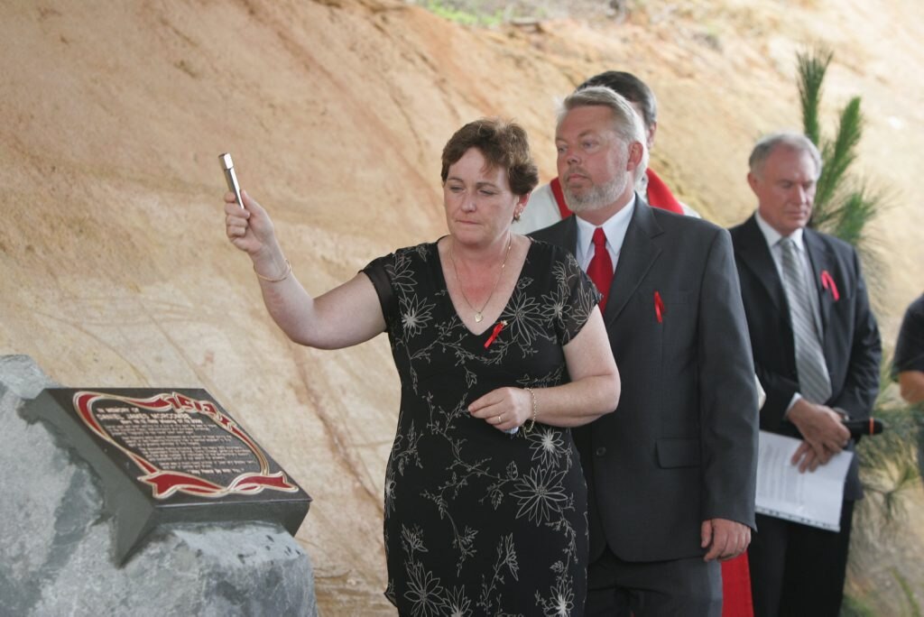 Denise and Bruce Morcombe at their son's memorial.
