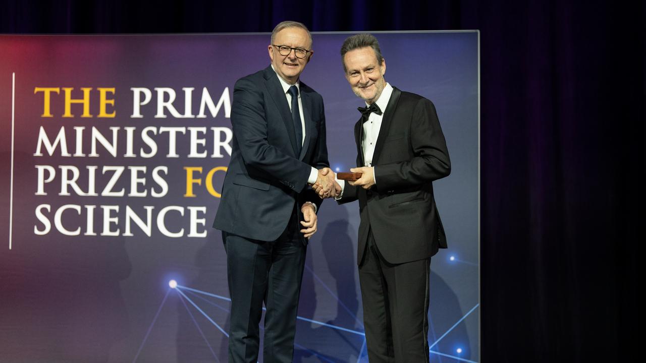 Prime Minister Anthony Albanese presented Prof King with the Prime Minister’s Prize for Science Innovation last month, which included $250,000 for his research. Picture: supplied