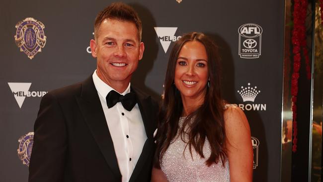 MELBOURNE, AUSTRALIA - September 24, 2023. AFL .   Brownlow medal night at the Crown Casino in Melbourne.  Ben Cousins and sister Melanie Cousins  . Australia..   Photo by Michael Klein.