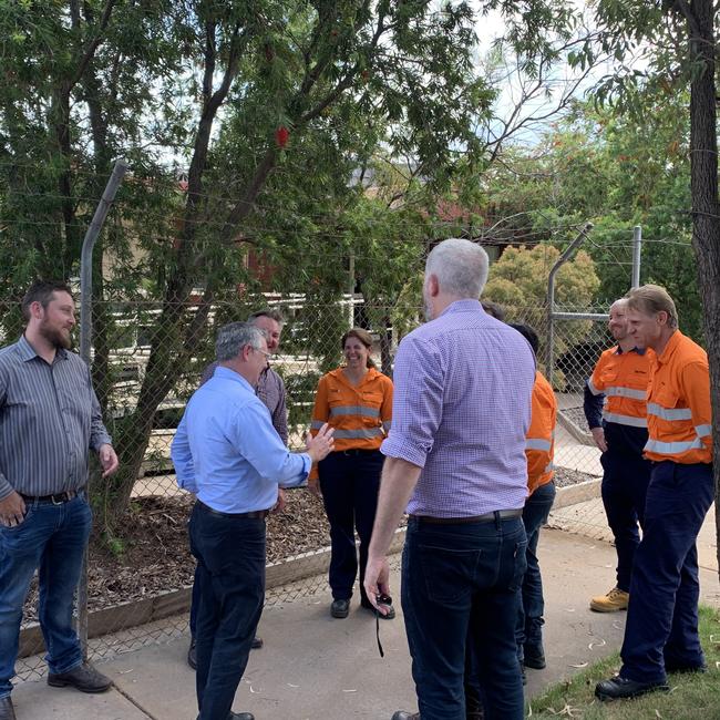 Climate Change and Energy Minister, Chris Bowen, Senator Murray Watt, Senator Anthony Chisholm, and Gladstone Regional Council deputy mayor, Kahn Goodluck attended Rio Tinto's Yarwun site on Tuesday. Picture: Nilsson Jones