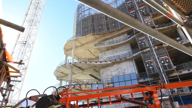 Under-construction new SkyCity Adelaide casino and luxury hotel. Picture: Tricia Watkinson.