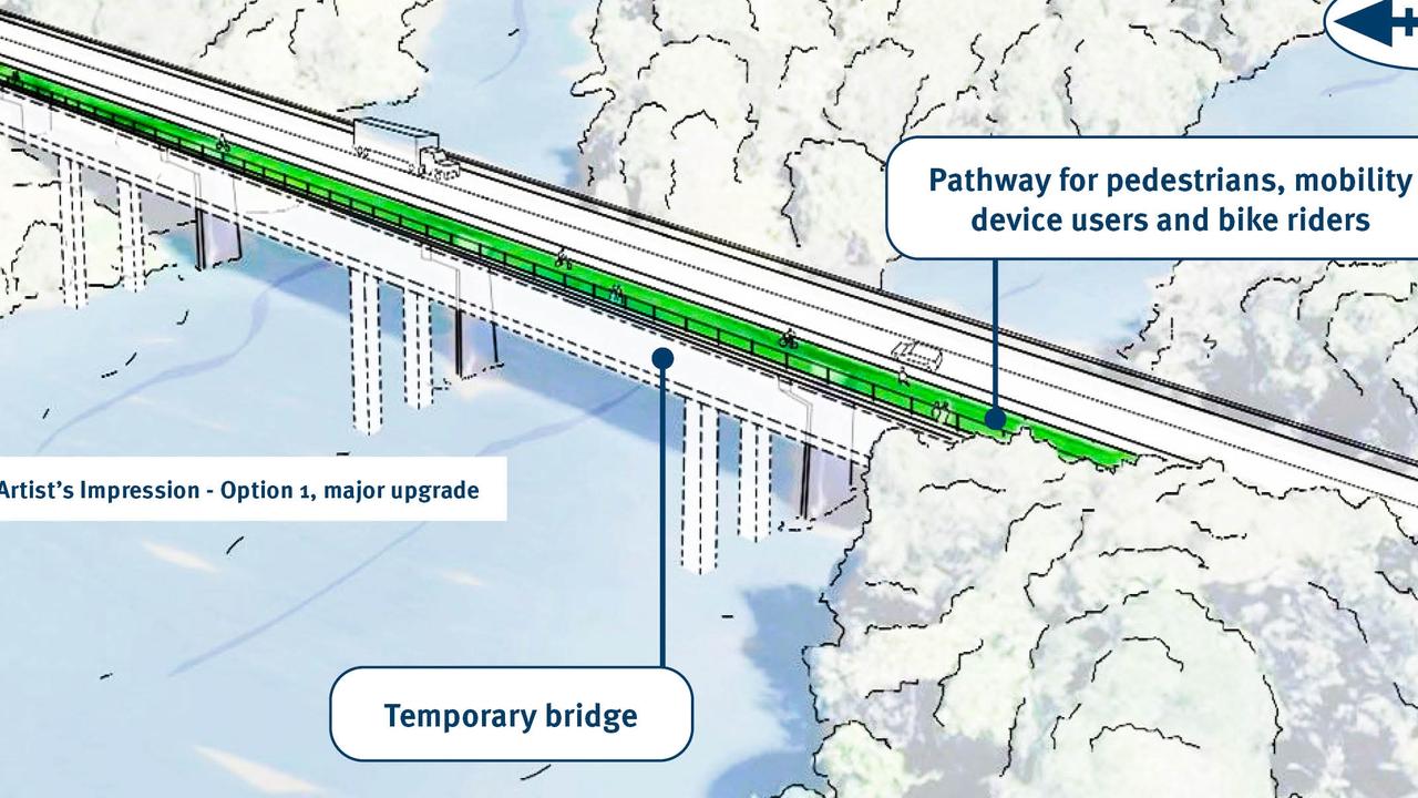 An artist's impression of the temporary bridge solution for the crossing of the Barron River. Picture: TMR