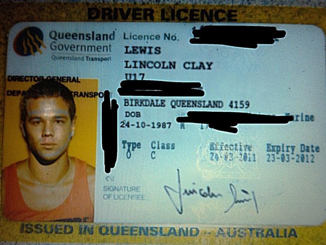 Lincoln Lewis fake licence - Defence Exhibit 1. Picture: COURTS VIC