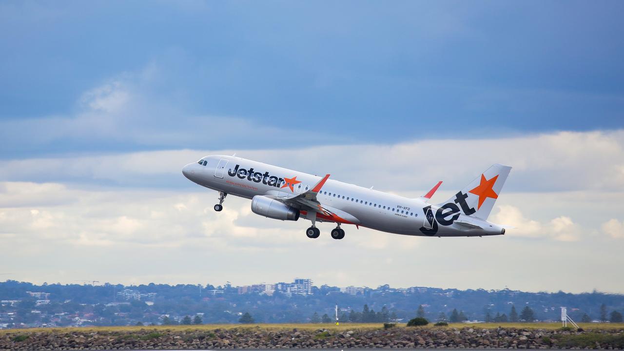 Jetstar had the first flight to land in Queensland. Picture: NCA NewsWire / Gaye Gerard