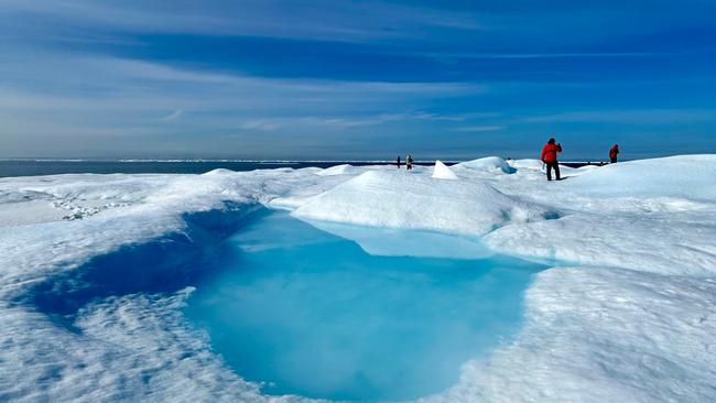 One afternoon, when the mist clears, we’re loaded into Zodiacs to take turns landing on a solid ice floe. Picture: Susan Bugg.