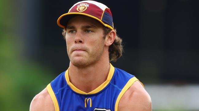 Deven Robertson at Lions training at Brighton Home Arena on Sunday. Picture Lachie Millard