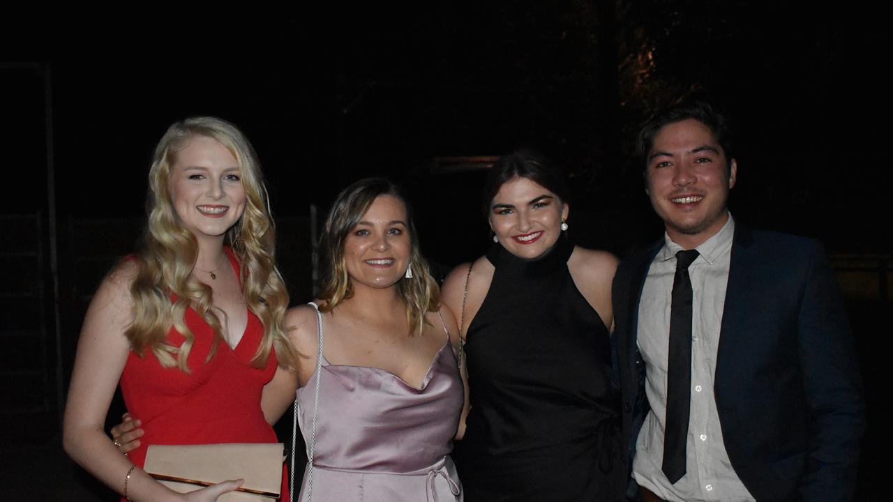 Sarah Collins of Proserpine, Kirby Clarke of Proserpine, Claire McCormack of Cannonvale, and Nick Shepherd of Airlie Beach at the 2021 Proserpine Show Ball. Picture: Kirra Grimes.