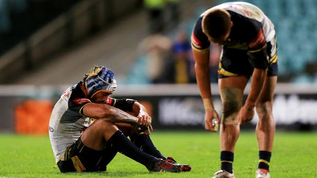 The Cowboys are left dejected after another away loss to Parramatta in round 13.